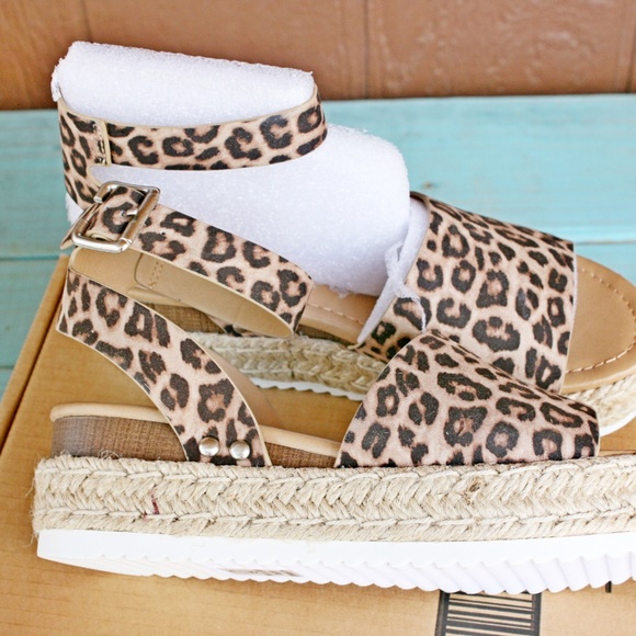 SODA Topic Flatform Sandals Espadrille Oat Cheetah - Picture 6 of 6